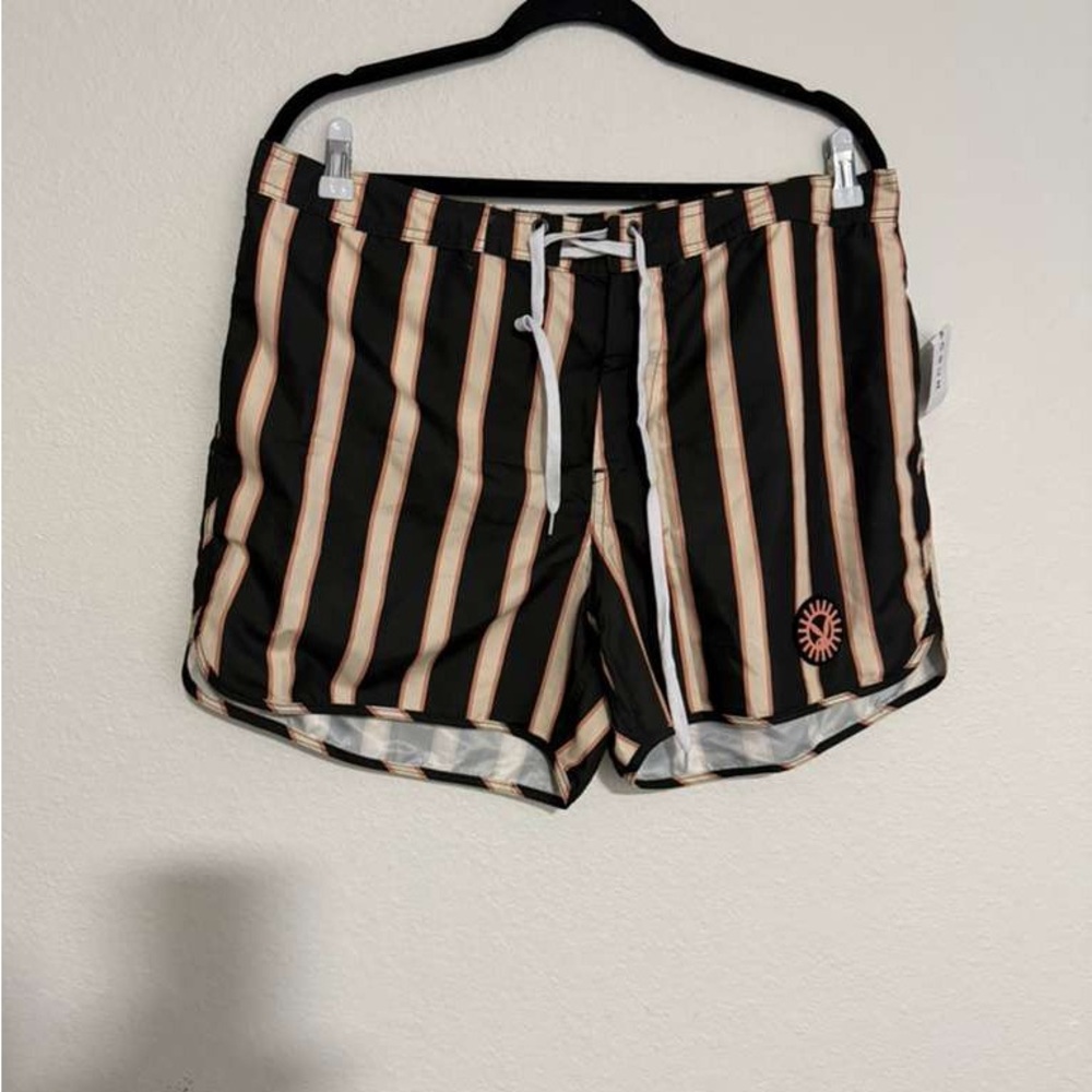 PLAYBOY Black and Tan Striped Shorts